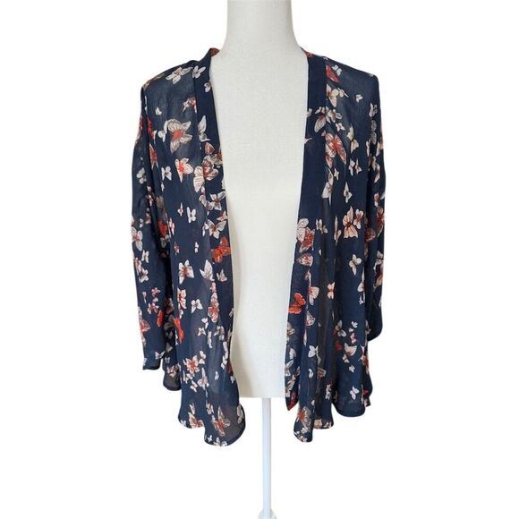 Xhilaration Floral Kimono Butterfly Boho Print Size Large - Picture 1 of 7